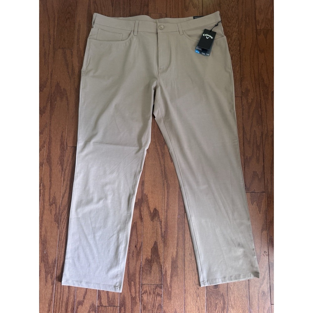 NWT‎ Callaway Golf Pants Mens 40x30 Khaki Heather Opti Dri Stretch Performance